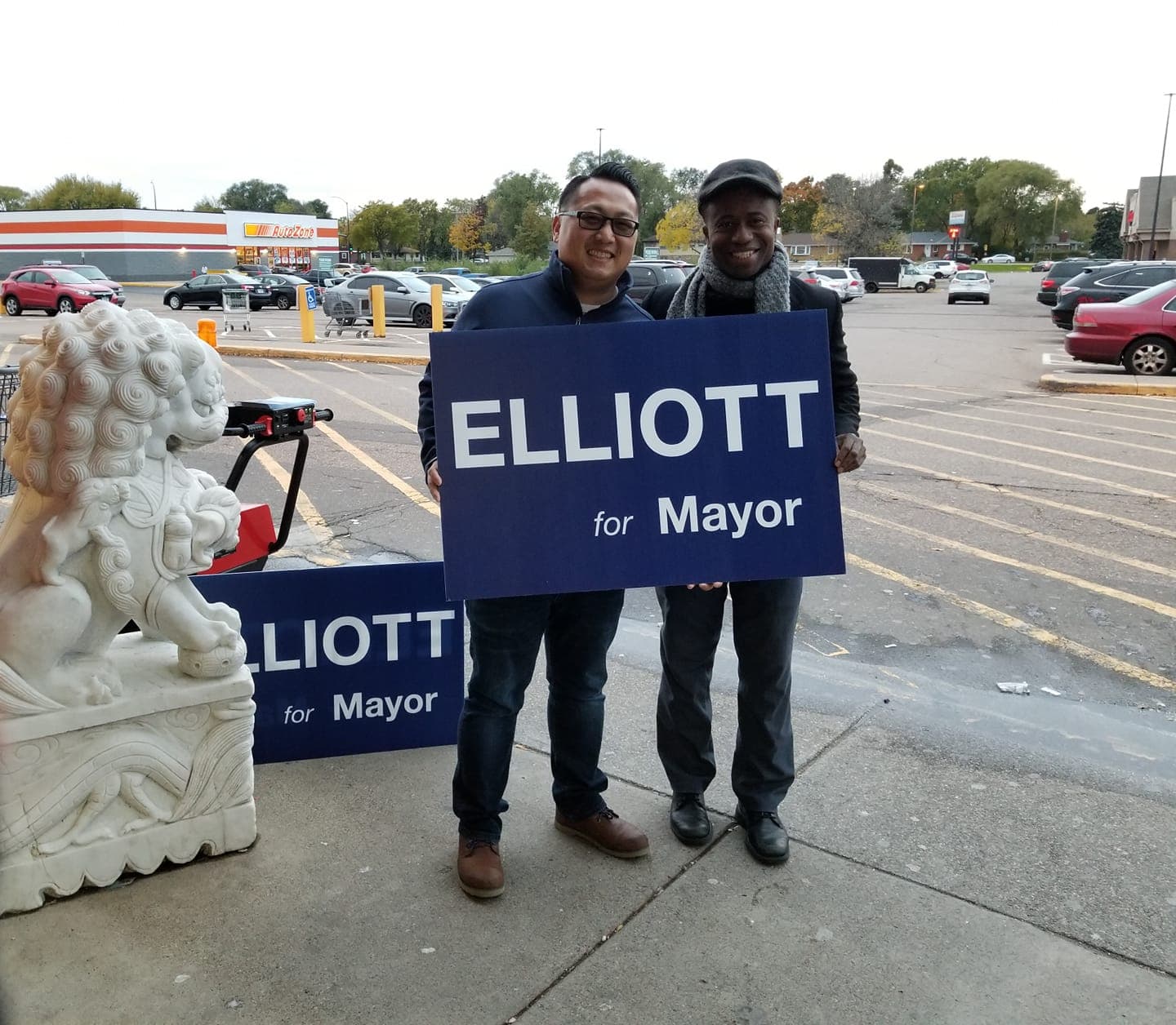 On the trail — with supporters